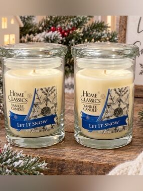 Yankee Candle Home Classics Let It Snow 10 oz Jar Candle Lot of 2 New Unburned